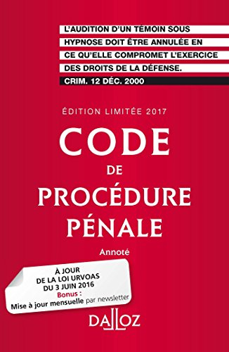 Code de procédure pénale 2017, annoté