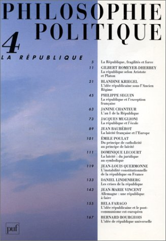 Philosophie politique, n° 4. La République