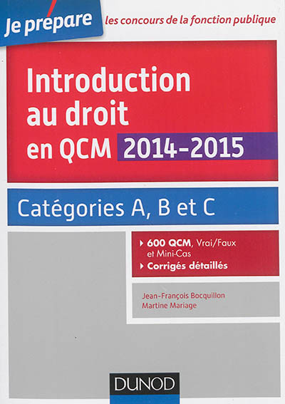 Introduction au droit en QCM 2014-2015 : catégories A, B et C