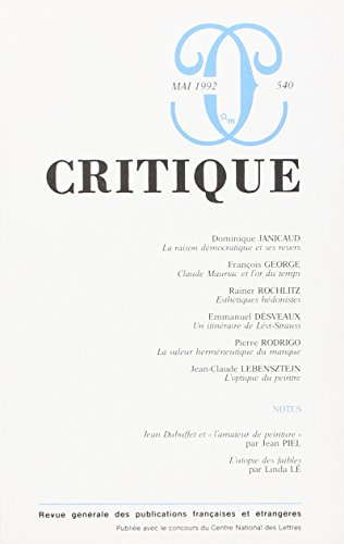 revue critique, numéro 540