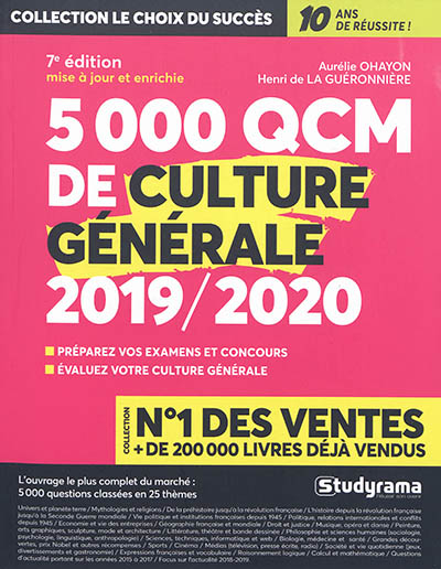 5.000 QCM de culture générale 2019-2020 : préparez vos examens et concours, évaluez votre culture gé