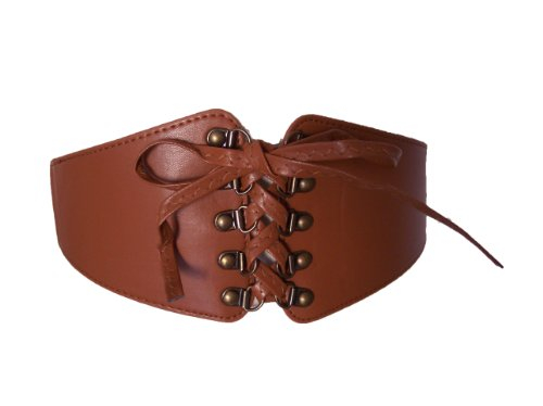 ceinture fine corset -faux cuir -marron camel- taille 38/40