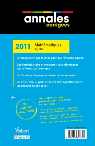 Mathématiques, bac STG : annales corrigées 2011