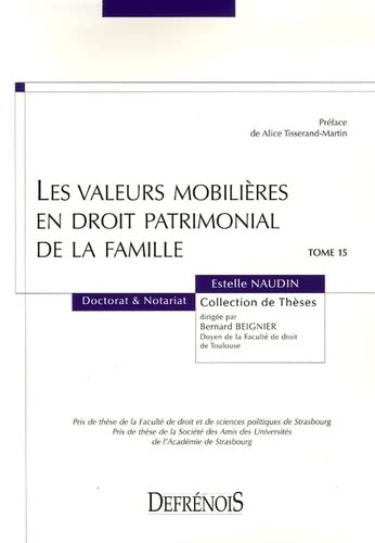 Les valeurs mobilières en droit patrimonial de la famille