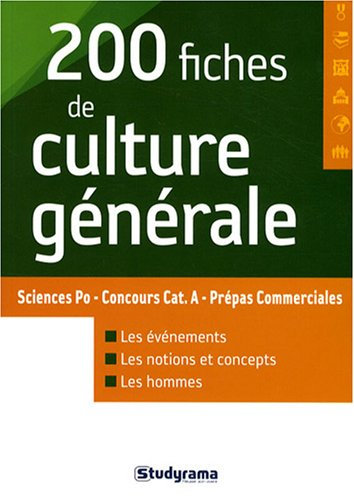 200 fiches de culture générale : Sciences Po, concours cat. A, prépas commerciales : les événements,