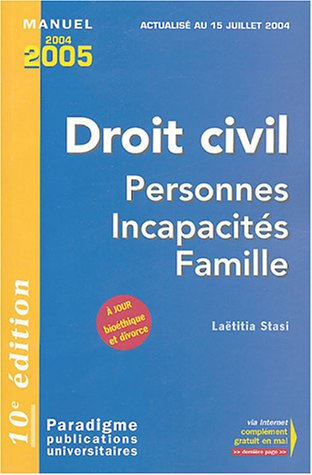 droit civil : personnes incapacités famille