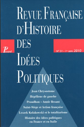 Revue française d'histoire des idées politiques, n° 31