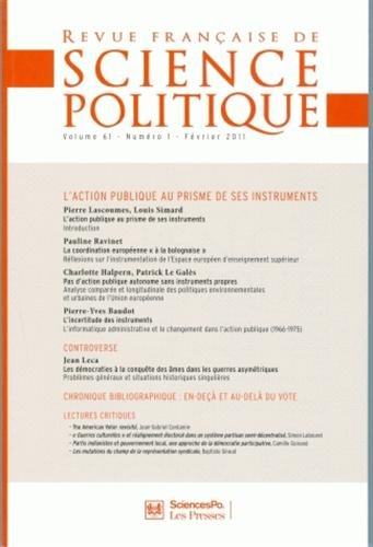 Revue française de science politique, n° 61-1. L'action publique au prisme de ses instruments