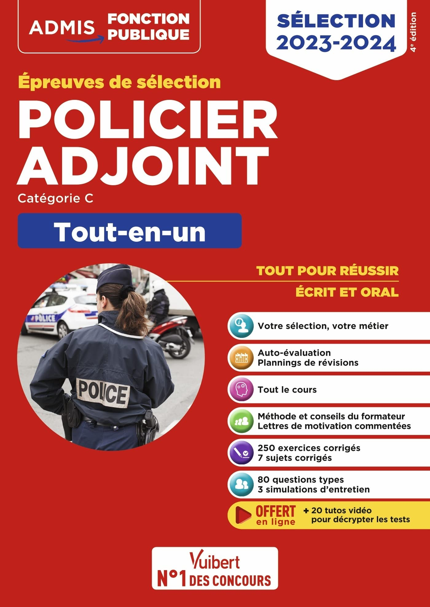 Policier adjoint : épreuves de sélection, catégorie C : tout-en-un, sélection 2023-2024