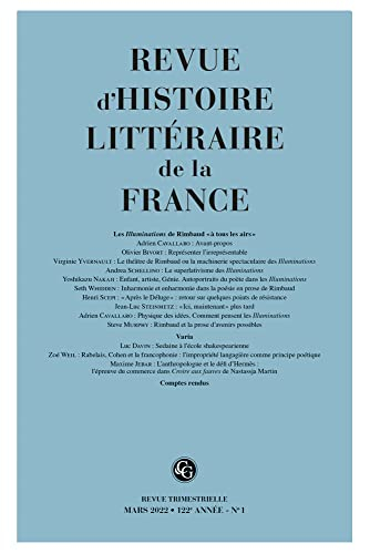 Revue d'Histoire littéraire de la France (1 - 2022, 122e année, n° 1)