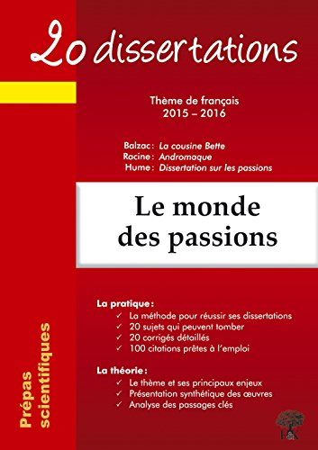 20 dissertations avec analyses et commentaires sur le thème le monde des passions : thème de françai