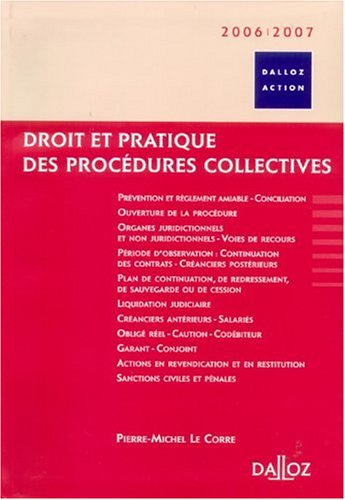 Droit et pratique des procédures collectives 2006-2007