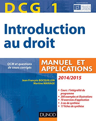 Introduction au droit, DCG 1 : manuel et applications, avec QCM et questions de cours corrigées : 20