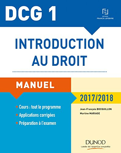 Introduction au droit, DCG 1 : manuel : 2017-2018