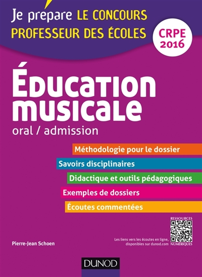 Education musicale : oral, admission : CRPE 2016