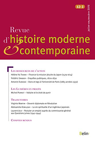Revue d'histoire moderne et contemporaine, n° 63-3