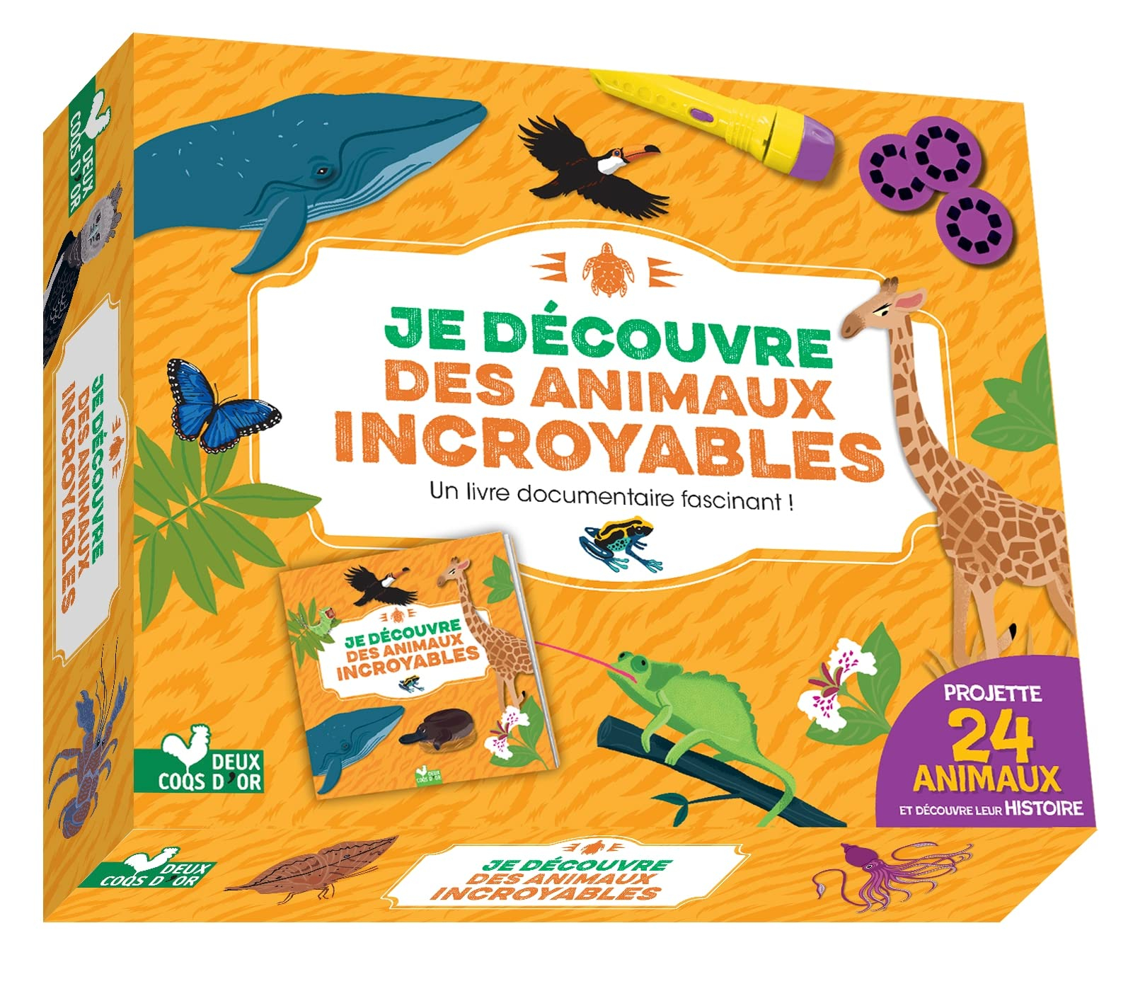 Je découvre des animaux incroyables : un livre documentaire fascinant ! : projette 24 animaux et déc