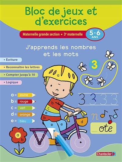 Bloc de jeux et d'exercices, maternelle grande section, 3e maternelle, 5-6 ans : j'apprends les nomb