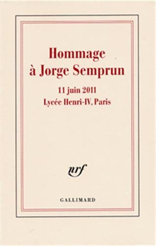 Hommage à Jorge Semprun : 11 juin 2011, lycée Henri IV, Paris