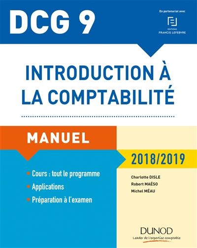 Introduction à la comptabilité, DCG 9 : manuel : 2018-2019