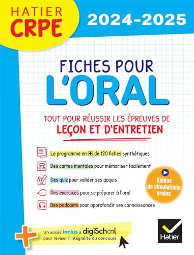 Fiches pour l'oral : tout pour réussir les épreuves de leçon et d'entretien : CRPE 2024-2025