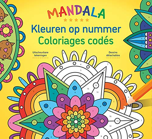 Mandala : coloriages codés : dessins détachables. Mandala : Kleuren op nummer : uitscheurbare tekeni