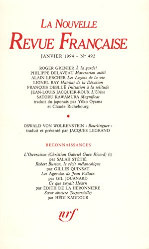 Nouvelle revue française, n° 492