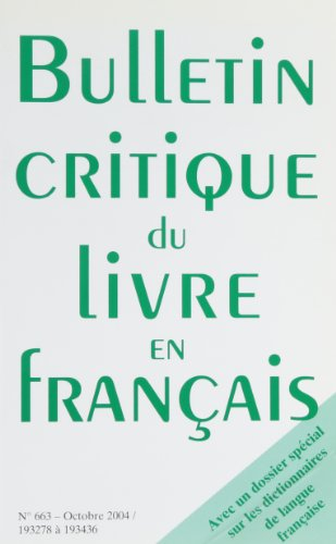 Bulletin critique du livre en français, n° 663