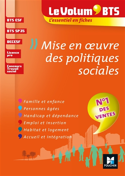Mise en oeuvre des politiques sociales : BTS ESF, BTS SP3S, DECESF, licence pro, concours travail so