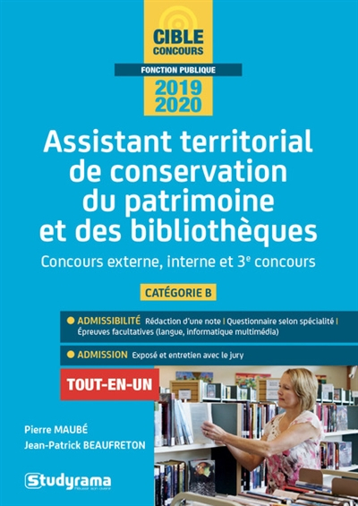 Assistant territorial de conservation du patrimoine et des bibliothèques : concours externe, interne