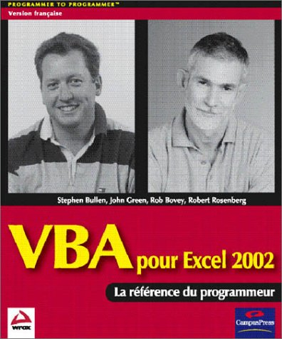 VBA pour Excel 2002 : la référence du programmeur