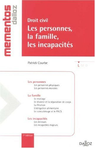 Droit civil : les personnes, la famille, les incapacités