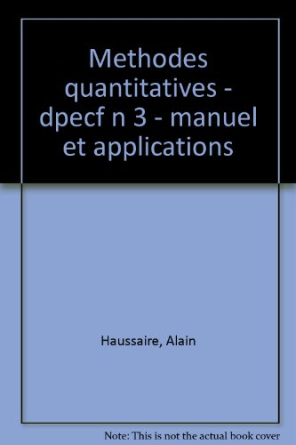 Méthodes quantitatives, DPECF épreuve n°3 : manuel et applications