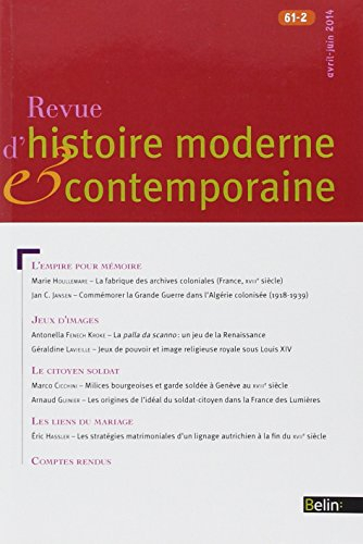 Revue d'histoire moderne et contemporaine, n° 61-2