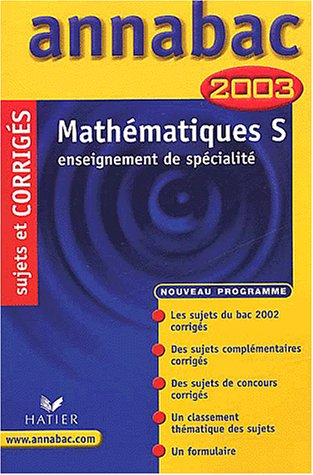 Mathématiques, S (enseignement de spécialité) : 2003
