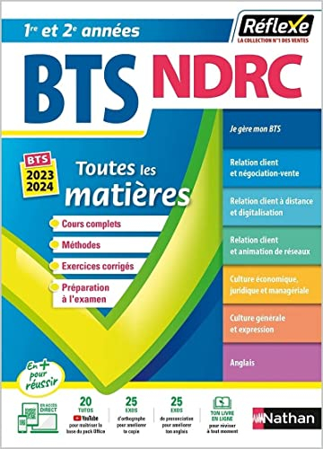 BTS NDRC négociation et digitalisation de la relation client, 1re et 2e années : toutes les matières