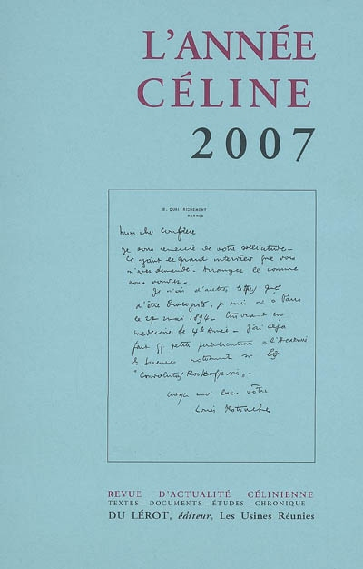 Année Céline (L'), n° 2007
