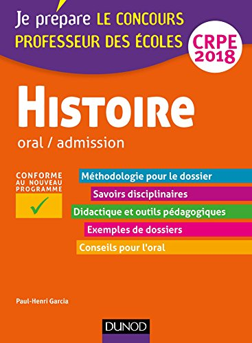 Histoire : oral-admission, CRPE 2018 : professeur des écoles concours 2018