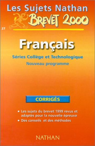 Français, série collège et technologique, brevet 2000
