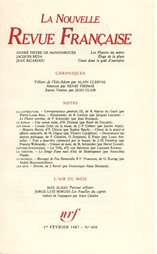 la n.r.f. numéro 409, février 1987