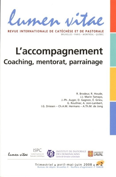 Lumen vitae, n° 2 (2008). L'accompagnement : coaching, mentorat, parrainage