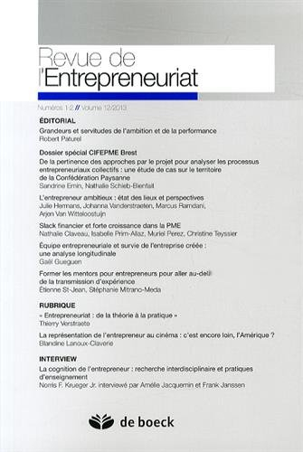 Revue de l'entrepreneuriat, n° 1-2 (2013). Dossier spécial CIFEPME Brest