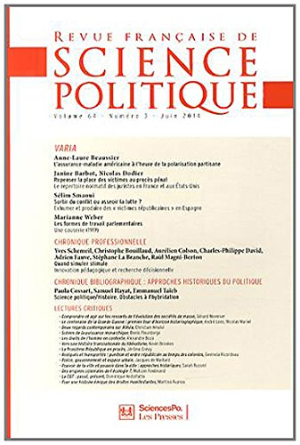 revue française de science politique, volume 64 n, 3, juin 2014 : varia