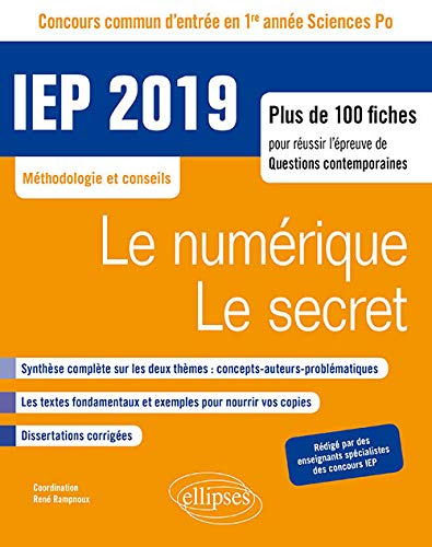 Le numérique, le secret : concours commun d'entrée en 1re année Sciences Po, IEP 2019 : plus de 100 